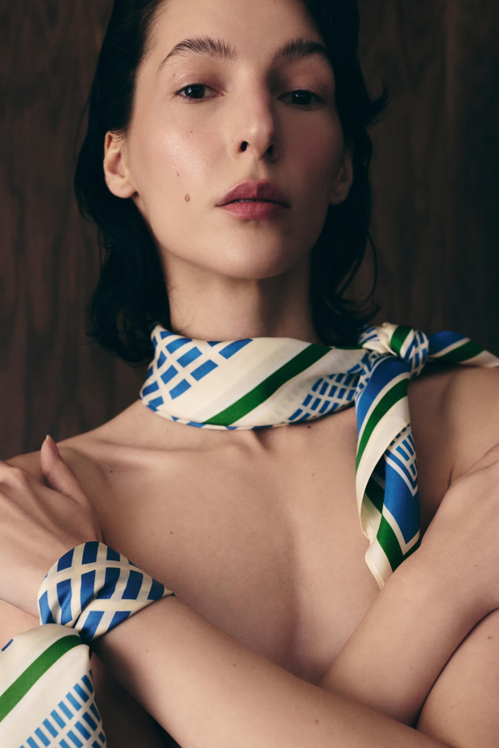 Jedwabna apaszka dwustronna 65 cm | Geometria 003