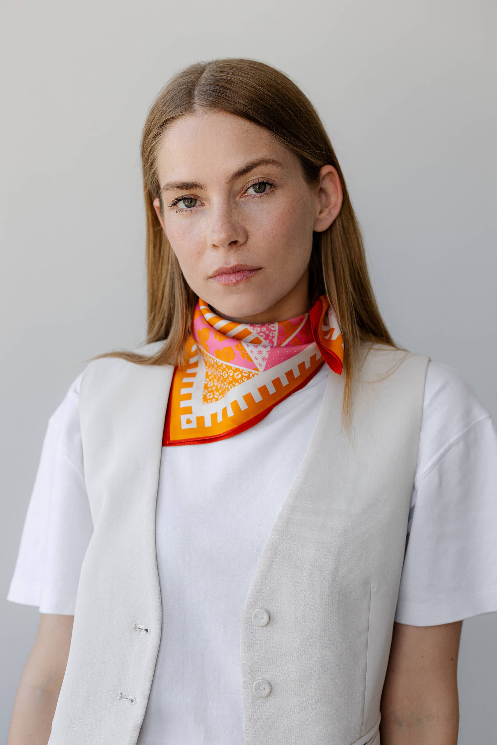 Jedwabna apaszka dwustronna 53 cm | PATCHWORK