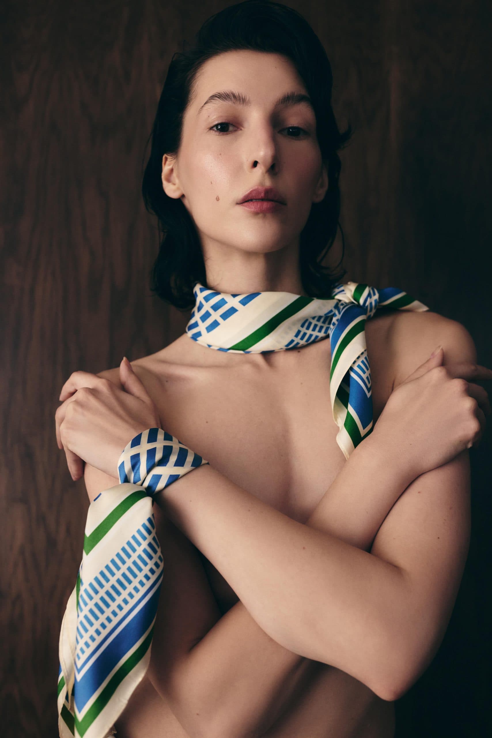 Jedwabna apaszka dwustronna 53 cm | Geometria 003